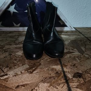 ANGELO CELLINI Women Leather Ankle Boots w/Zipper Block Heel (BLACK) - SIZE 7.5